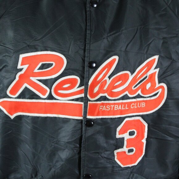 Vitnage Bomber Baseball Jacket - Rebels Fastball 3 Script Men's XL - Picture 2 of 7